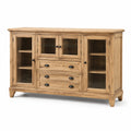 Aparador de madera de roble con puertas de vidrio templado