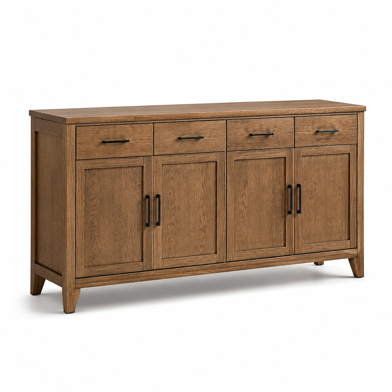 Aparador de madera de roble con 4 puertas y 4 cajones marrón 180x45x85 cm