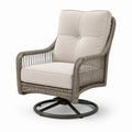 Sillón giratorio de ratán sintético con cojines de poliéster beige