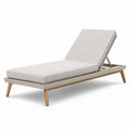 Tumbona de aluminio y madera de teca con cojín beige