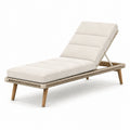 Tumbona de madera y ratán sintético beige con cojín ajustable