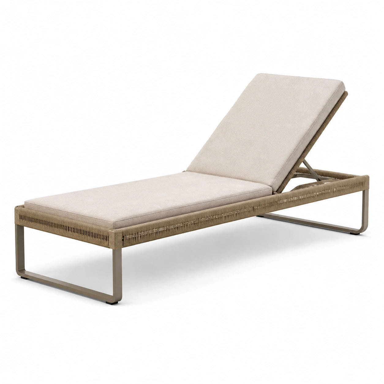Tumbona de aluminio y ratán sintético beige 200x70x35 cm