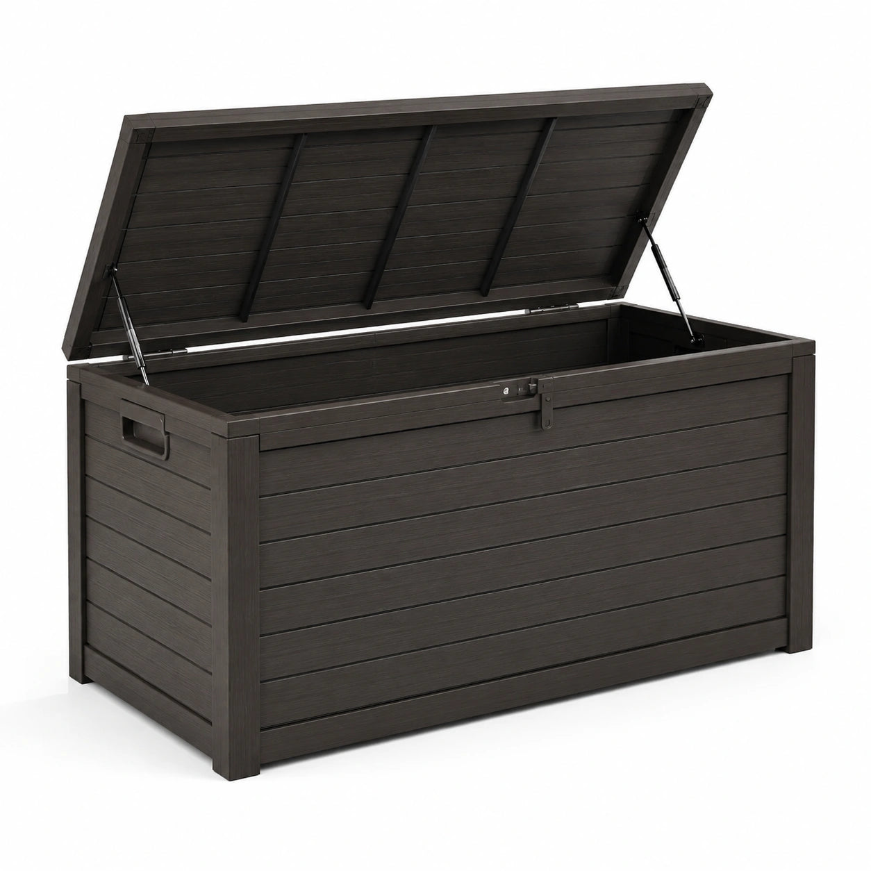 Cofre de jardín de madera compuesta 120 cm x 45 cm x 55 cm gris oscuro