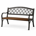 Banco de hierro fundido y madera para exteriores, 127 cm, negro/marrón
