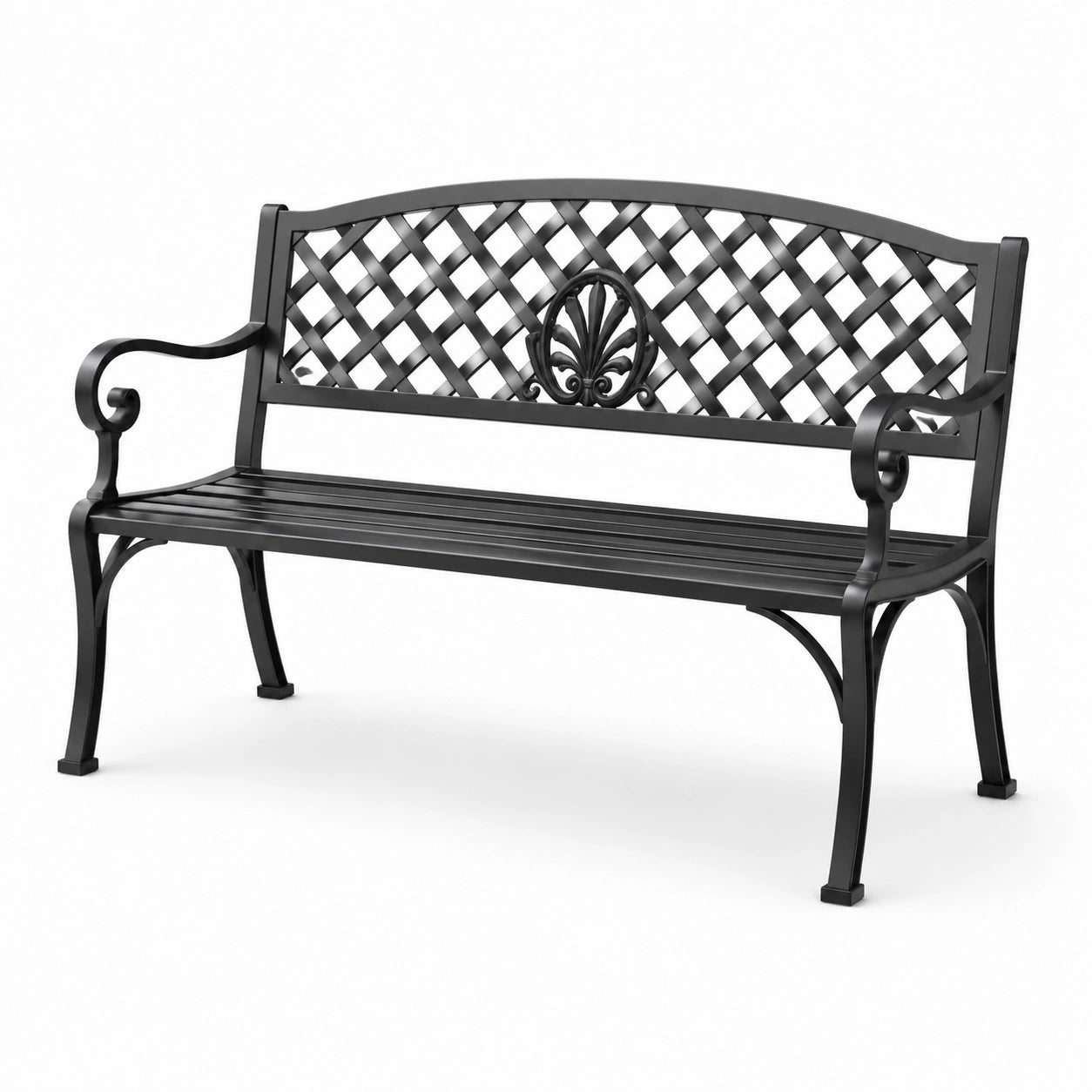 Banco de metal negro para exterior 128cm