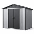 Cobertizo de Jardín de Metal 213x130x185 cm Gris con Puertas Corredizas