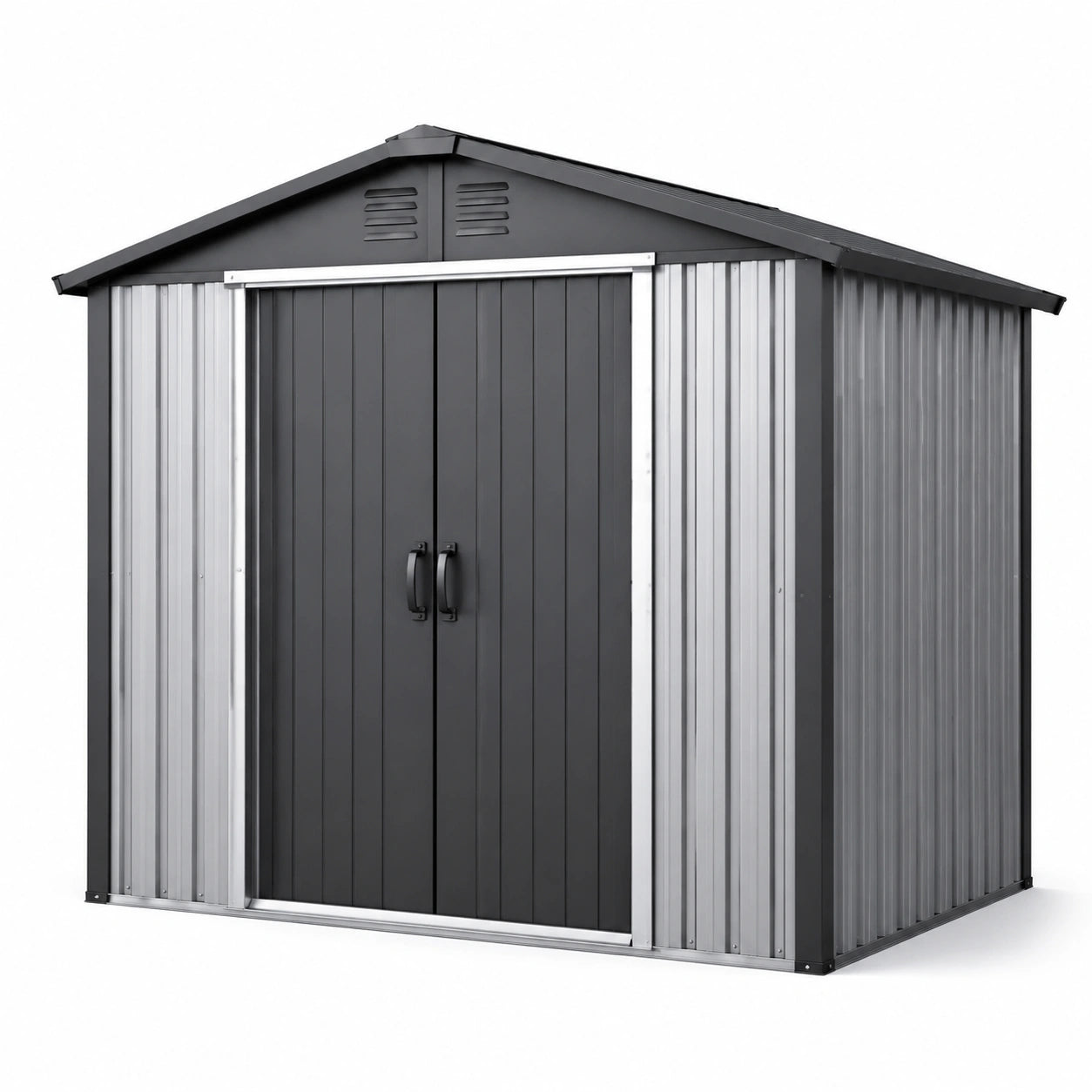 Cobertizo de Jardín de Metal 213x130x185 cm Gris con Puertas Corredizas