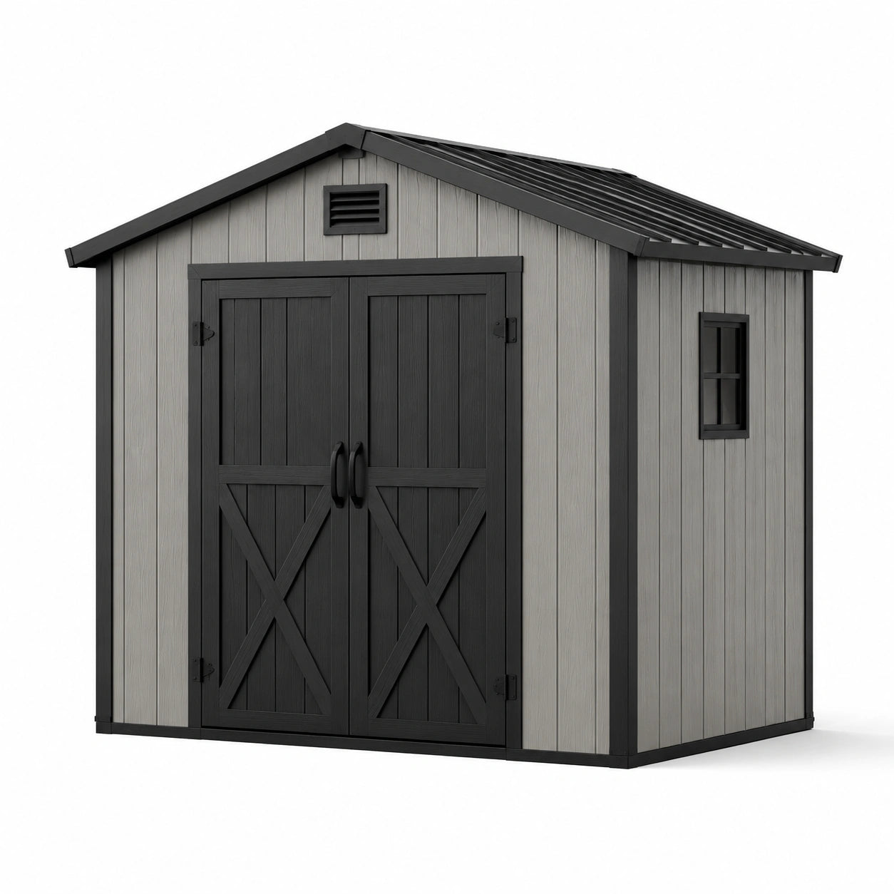 Cobertizo de plástico 180 x 120 x 210 cm gris y negro