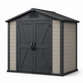 Cobertizo de jardín de polipropileno gris/beige con doble puerta