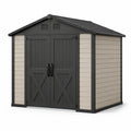Cobertizo de jardín de resina 185x152x226 cm gris/beige