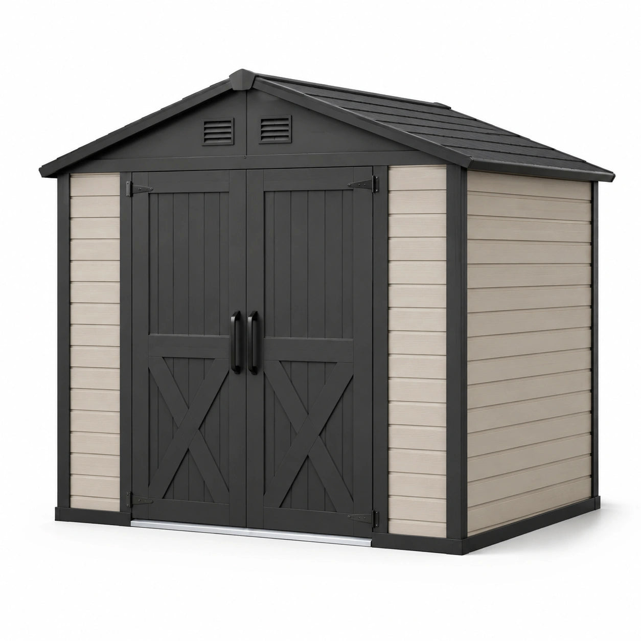 Cobertizo de jardín de resina 185x152x226 cm gris/beige