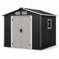 Cobertizo de acero galvanizado negro y gris para almacenamiento 213x127x185 cm