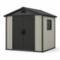 Cobertizo de jardín de plástico 200x135x180cm gris/negro con puerta doble