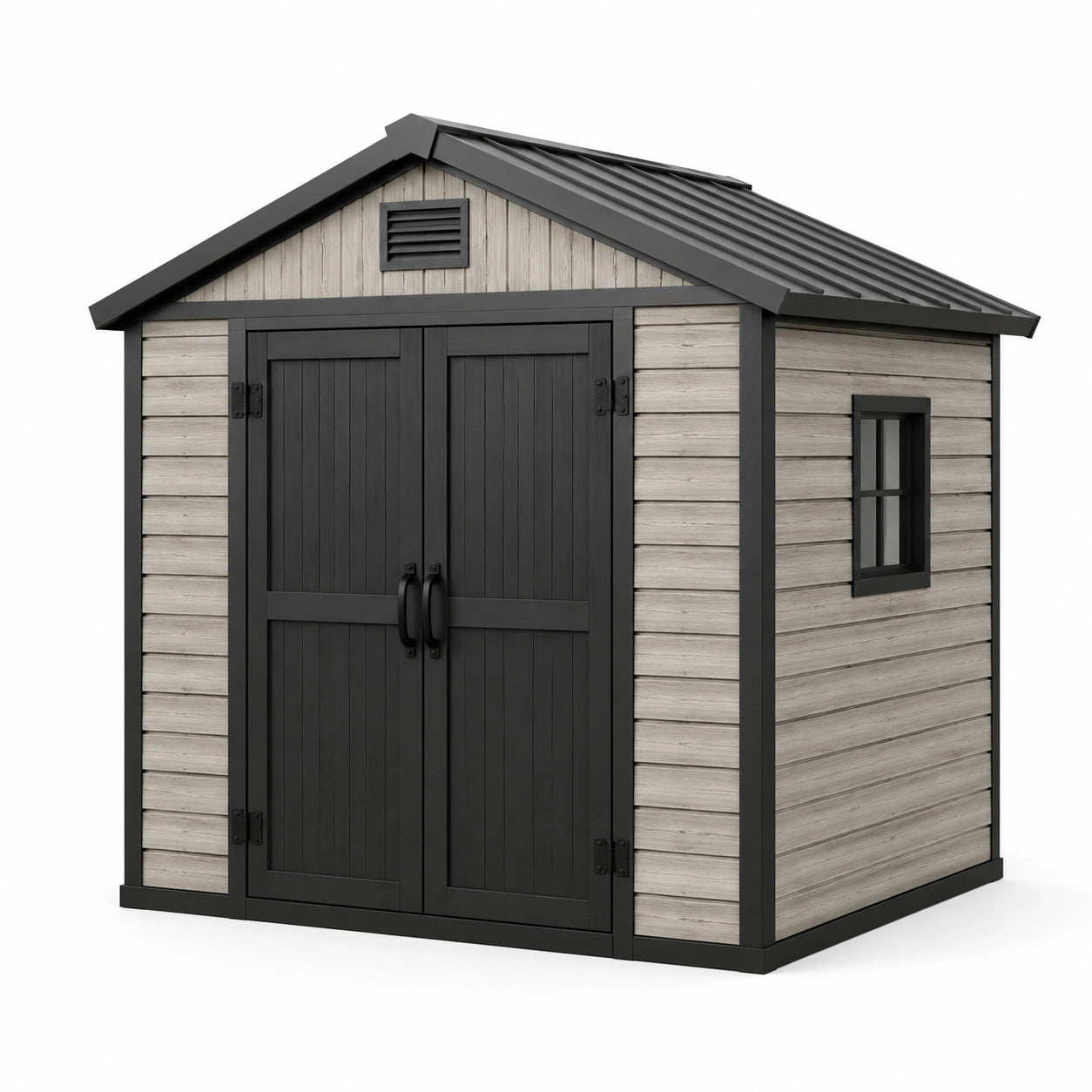 Cobertizo de jardín de plástico 185x152x226 cm en gris y negro