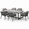 Conjunto de Mesa y 6 Sillas de Aluminio con Tablero de Cerámica Gris