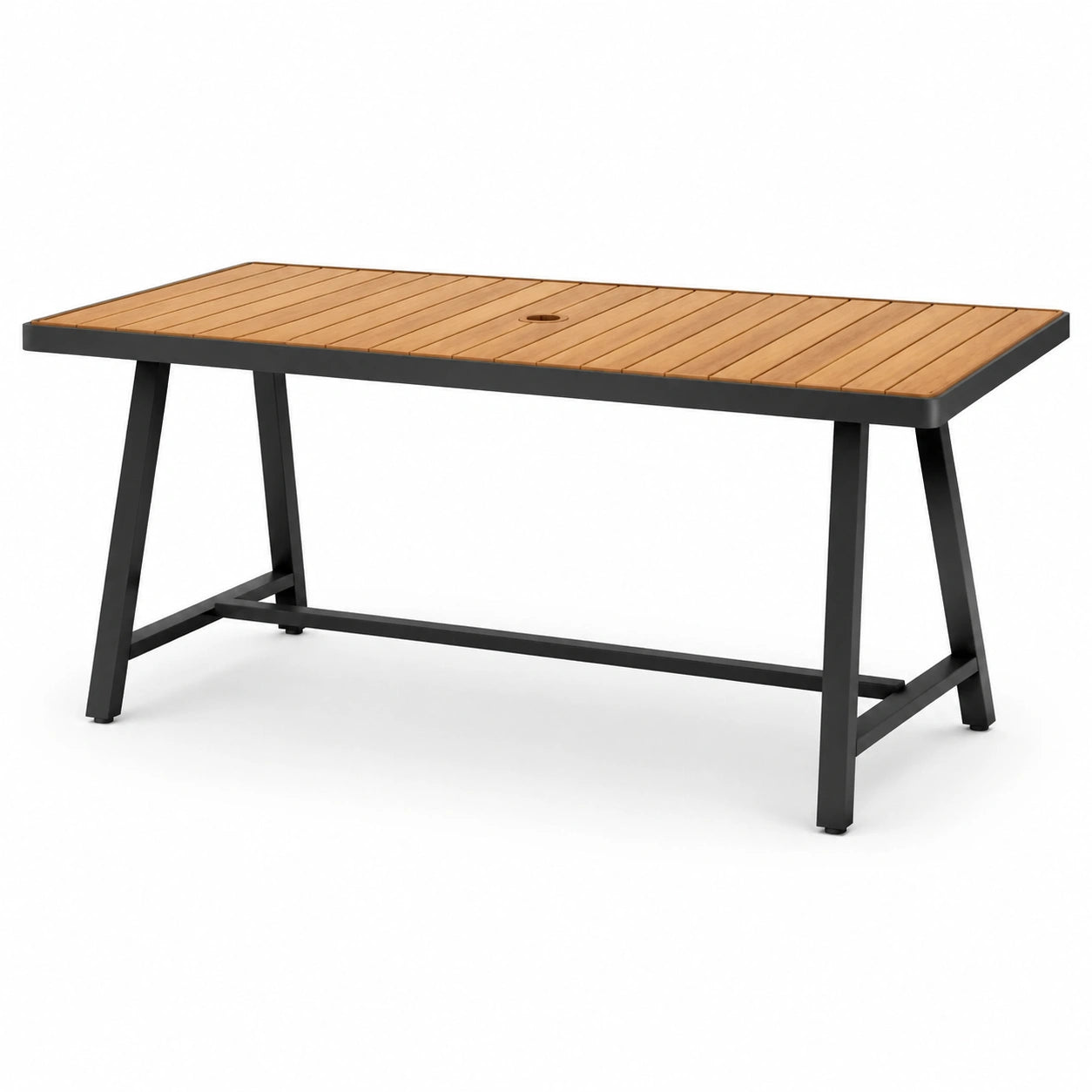 Mesa de comedor jardín aluminio y madera teca 180x90x75 cm marrón/negro